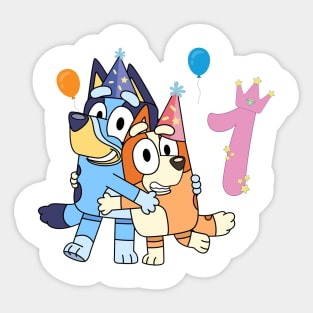 Bluey Happy 1 Years Birthday Sticker